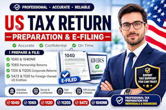 prepare and e file US tax returns 1040 1065 1120 5472 as tax professional