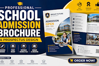 design a professional school admission brochure and prospectus