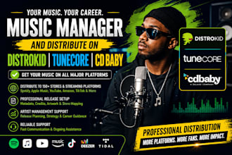 be your music manager and distribute music on distrokid tunecore cd baby