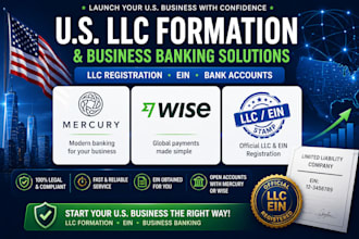 us llc setup llc registration, USA bank creation, and mercury bank