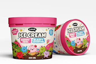design ice cream cup, tub and pint packaging design