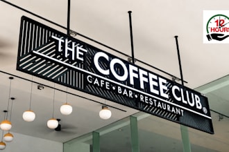 design restaurant signage, cafe storefront sign, menu board branding 24hrs