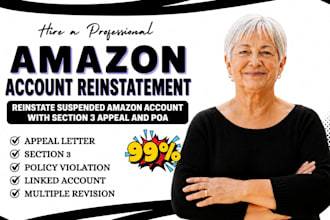 reinstate suspended amazon account with section 3 appeal and poa