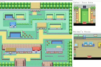 create pokemon tileset, pixel art, overworld tiles, pokemon tilemap in gen 3,4,5