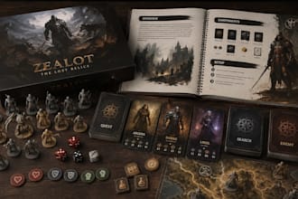 create board game card game tabletop character illustrations rulebook design