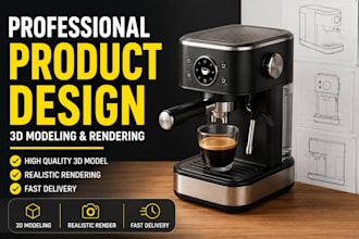 create 3d product design, cad modeling and realistic product 3d rendering