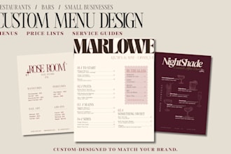 design a stylish custom menu, price list, or service menu
