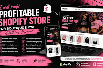 build profitable and promote shopify store for boutique and y2k clothing brands