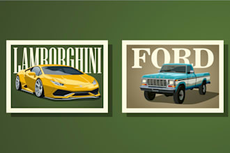 create vintage, classic, retro vector poster car or any vehicle