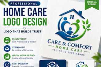 design a professional home care elderly care and senior care logo nursing flyer