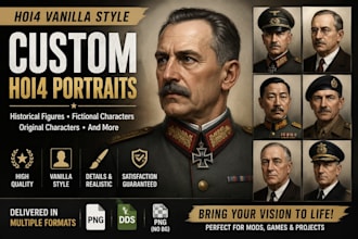 create high quality hoi4 vanilla style portraits
