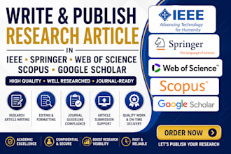 write, format publish article for ieee, springer, scopus, web of science journal