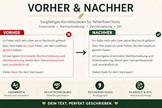 proofread and correct your german text for grammar and spelling