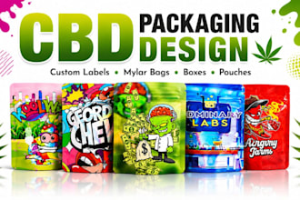 design mylar bags, cbd packaging, product label, and pouch packaging design