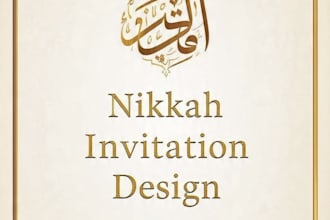 design urdu muslim nikkah wedding invitation card in canva