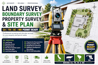 land survey, boundary survey, property survey and site plan ca tn sc MD permit