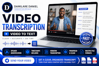 provide video transcription and convert video to text