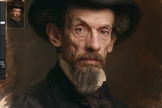 draw digital realistic oil portrait painting