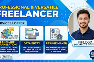 do data entery work and translate any language make a resume