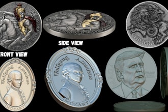 sculpt custom 3d bas relief coin portrait from your 2d image photo art for cnc