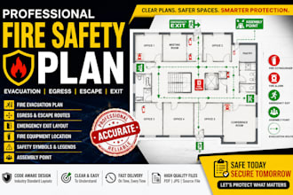 design fire safety plan, fire evacuation, egress and emergency exit plan