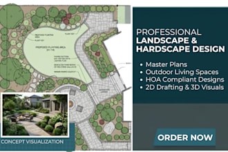 design a professional landscape master plan, hoa plan and hardscape design