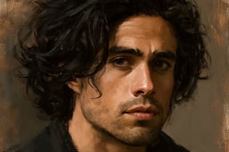 draw digital realistic oil portrait painting