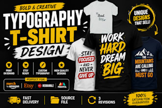 design bold typography t shirt for pod etsy and merch