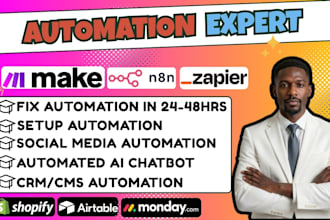 setup fix automation in make com, zapier, n8n integrate with monday com shopify