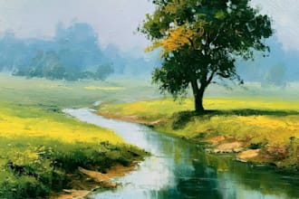 hand paint a custom landscape oil painting on canvas