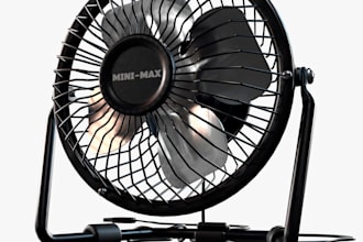 create 3d cad and rendering for portable fan, mini fan, table fan dfm file