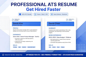 make professional ats CV resume and cover letter design
