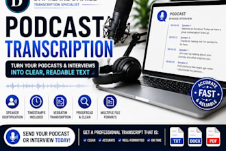 transcribe podcasts and interviews into clear text