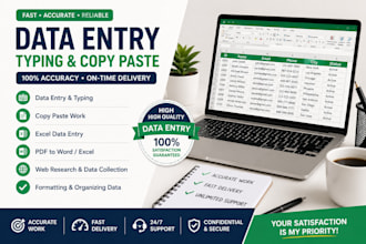 do accurate data entry, excel data entry and web research