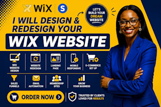design or redesign wix website, wix ecommerce and wix landing page