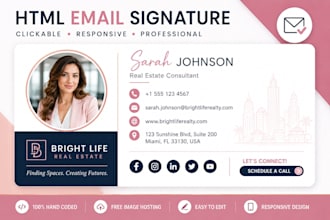 do clickable HTML email signature for outlook, gmail, apple mail