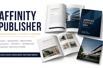 design books, magazines, brochures, catalogs, documents in affinity publisher