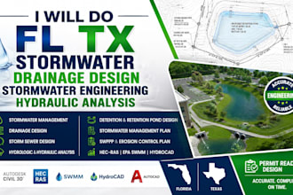 do fl tx stormwater drainage design stormwater engineering hydraulic analysis