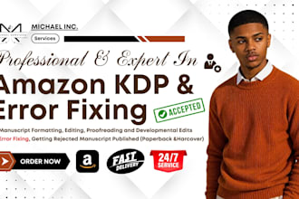 format your ebook, proofread, edit ebook for amazon KDP, fix KDP errors