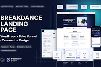 design breakdance builder landing page for wordpress sales funnel