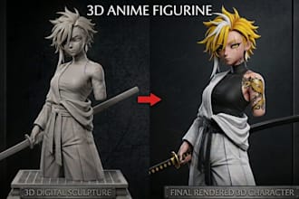 create anime figure, action figure, stl 3d model and 3d model for printing