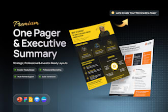 design one pager executive summary pitch deck or flyer