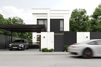 transformed your plans to beautiful,realistic image,stunning modern house render