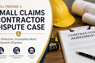 prepare a small claims contractor dispute case for defective or unfinished work