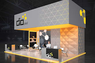 design 3d exhibition booth, trade show stand, kiosk, stall, banner and carnival