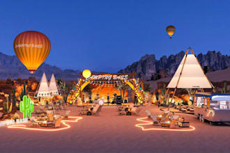 visualize event, festivals, resorts and parks, 3d stage design, realistic render