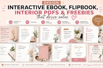 design interactive ebook, flipbook, interior pdfs and freebies that drive sales