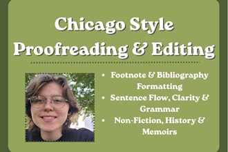 proofread, copyedit, and format chicago style non fiction