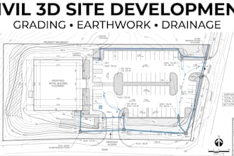 create civil 3d grading plan, earthwork, cut fill and site plan