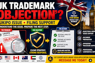 help with UK trademark objections, opposition, ukipo issues and filing